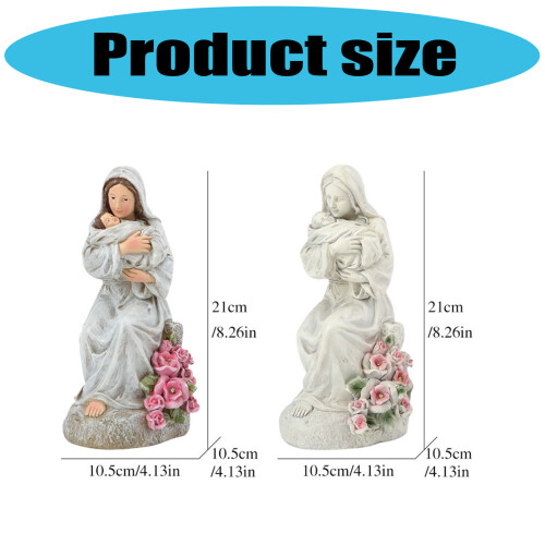 Holy Mother With Child Statue with LED Light Religious-Grey 2