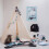 Kids Room Storage Drawstring Cotton Canvas Toy Organizer-White 6