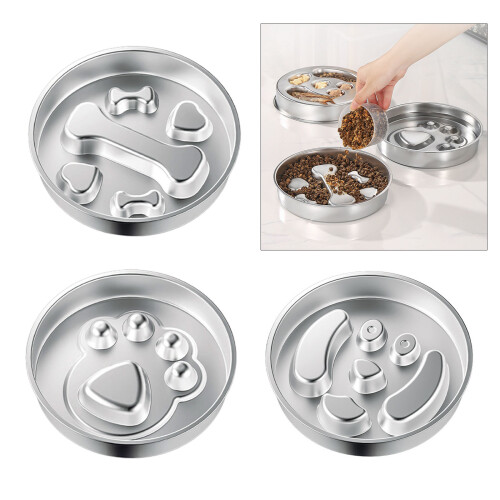 Slow Feeder Dog Bowl,Food Grade Stainless-Bone style 1