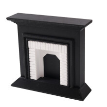 Doll House Mini Fireplaces Furniture Mantel Model Display-Black
