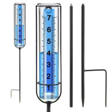 Windproofed Rain Meter Clear Scale Rain Gauges Garden Outdoor