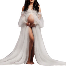 Flowy Maternity Dress Suitable for Both-Encrypted white bead M