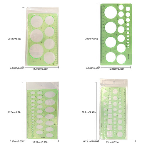 4Pcs Clear Plastic Geometric Stencils Multifunctional Circlular 2