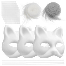 1Ensemble Masques Chat Blancs En Papier Pour FĂŞte Cosplay