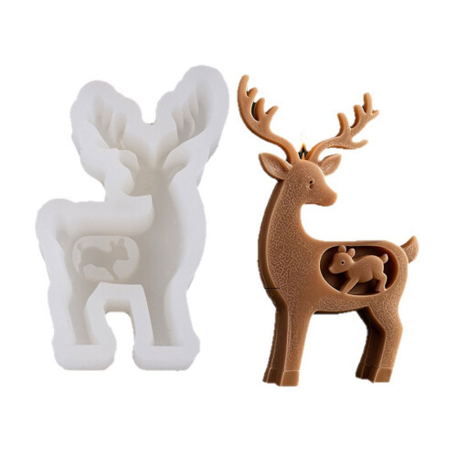 2Pcs Reindeer Silicone Candle Mold Temperature Resistant 1
