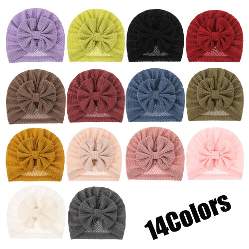 Căciulă turban pentru bebeluși cu fundă florală 2