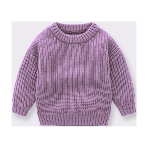 Cotton Pullover Sweater for Kids Winter Purple 1
