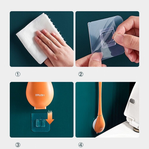 Silicone Toilet Brush and Holder Set Orange 2