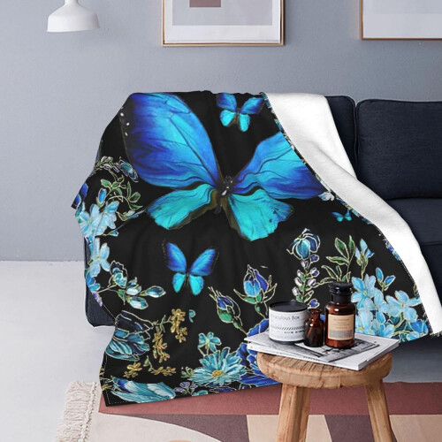 Blue Butterfly Throw Blanket – Plush Fleece, 3 Sizes 2