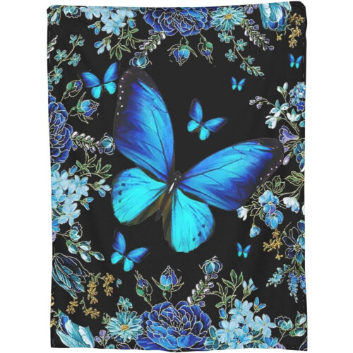 Fleece plaid met vlinderprint, 50" x 60" 2