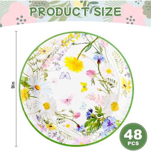 Conjunto de pratos de papel florais de 9" e 7" 1