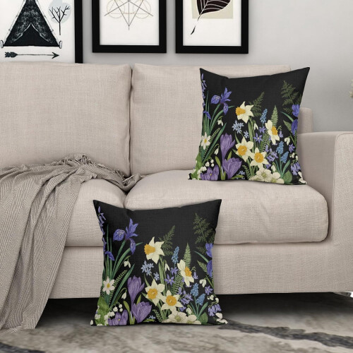 Botaniska örngott 45x45cm bomullslinne set med 2 2