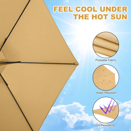 Khaki Polyester Patio Umbrella Canopy 270 cm 1