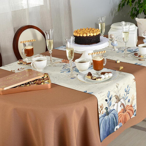 Cotton Linen Table Runner 33 x 91 cm 1