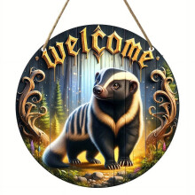 Kulatá dřevěná uvítací cedule – Badger Design
