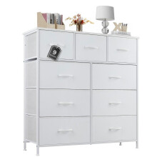 9-Drawer Dresser with Steel Frame and Wood Top