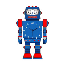 Robot tegneserie veggklokke – stille kvarts, store tall,