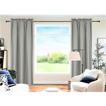Silver Linen-Blend Curtains 37" x 84", 2-Pack