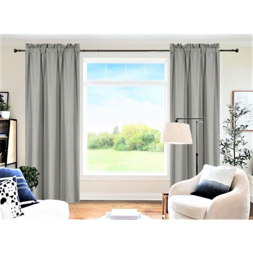 Silver Linen-Blend Curtains 37" x 84", 2-Pack