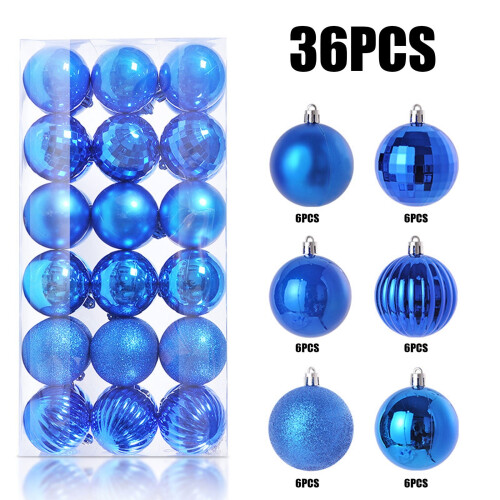 36pcs Red Christmas Baubles 3cm Plastic Tree Ornaments
