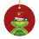 Ceramic Christmas Ornament 2.9" Round Gold String 1