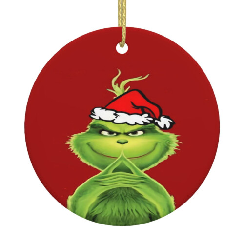 Ceramic Christmas Ornament 2.9" Round Gold String