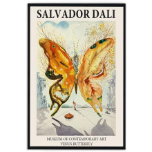 Vászonkép Salvador Dalí Butterfly Art 16x24 hüvelyk Fekete