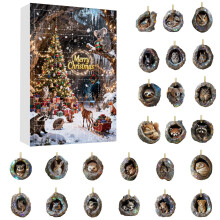 Adventskalender met bosdieren 2025 – 24 acrylversieringen