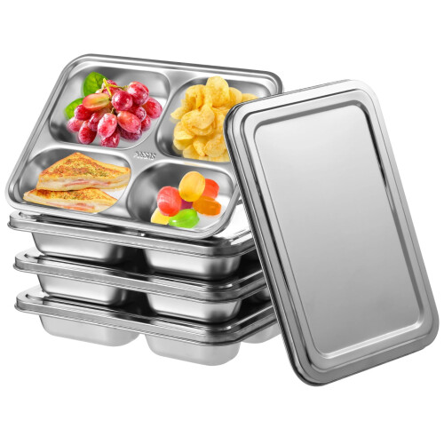 4-teilige Bento-Boxen aus Edelstahl 304 mit 4 Fächern