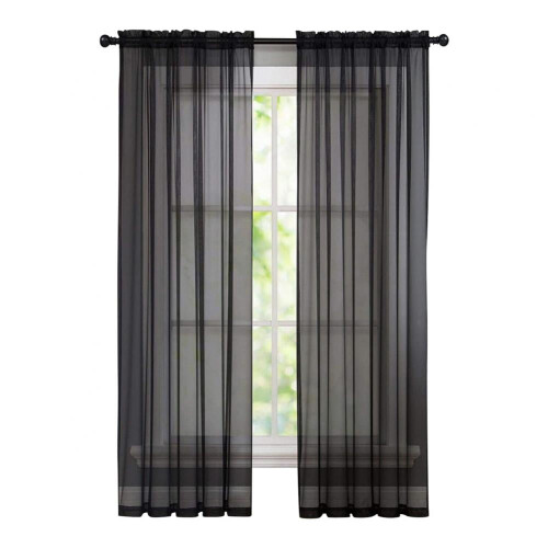 Cortinas de tule transparente com bolso para varão, 2 peças, 40x79 polegadas.