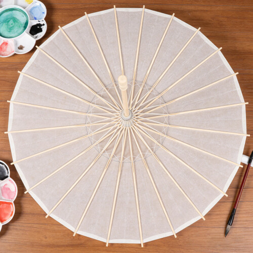 Beige Bamboe Handgemaakte Oliepapier Parasol Frame DIY 2