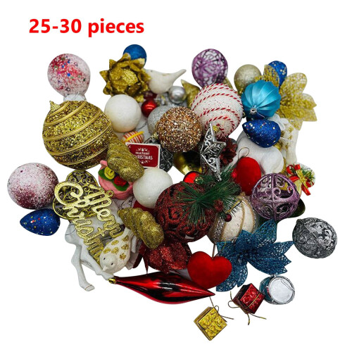 Christmas Tree Decor Set Red White Balls Snowflake Shoes 2