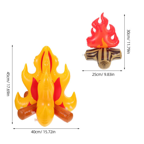 2Pcs Reusable Inflatable Campfire Decor Waterproof LED Multi Color PVC 1
