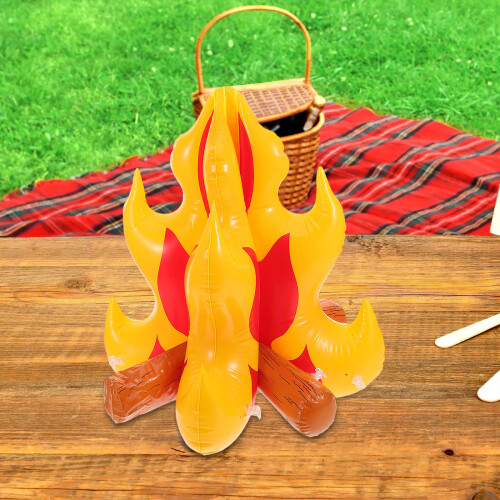 2Pcs Reusable Inflatable Campfire Decor Waterproof LED Multi Color PVC 2