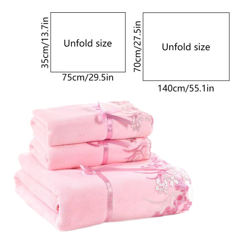 Ensemble de serviettes de bain en coton de luxe, douces et absorbantes, 3 pièces 2
