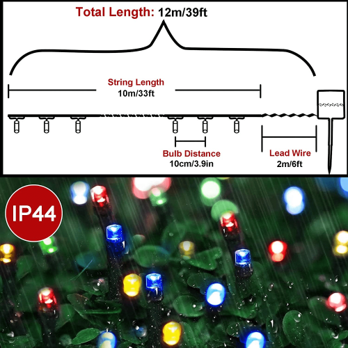 100 LED solcelle julelys 19 fod vandtæt 8 tilstande 1