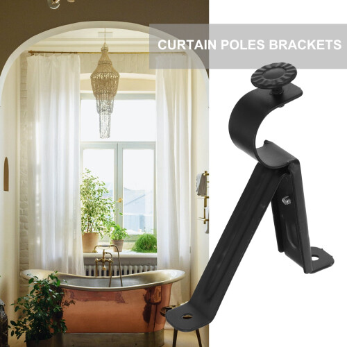 Iron Curtain Rod Brackets – Black, 2 Pack 2