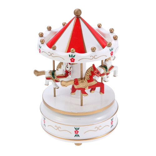 Träkarusellspeldosa röd 18 cm 1