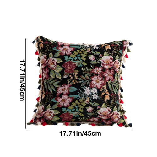 Marokkansk pudebetræk polyester sort 45x45cm 2