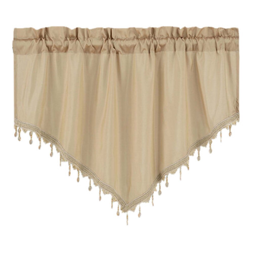 Yulier Beige Kitchen Curtains Solid Print 51 x 24 In 1