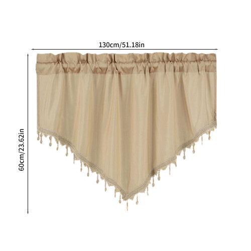 Yulier Beige Kitchen Curtains Solid Print 51 x 24 In 2