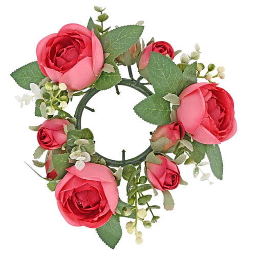 Artificial Rose Wreath Candle Ring Decorative Holder 12 1