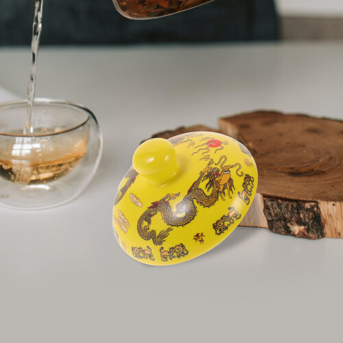 Yellow Ceramic Teapot Lid Replacement Cover for Home Tea Cups 2