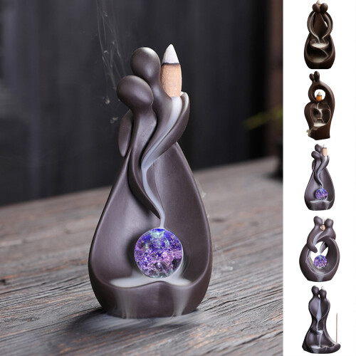 Purple Clay Backflow Incense Burner – Waterfall Design, 5 1