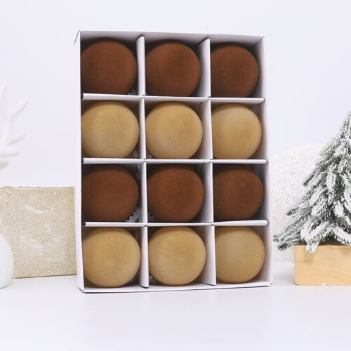 Velvet Flocked Christmas Tree Ornaments 12pcs 1