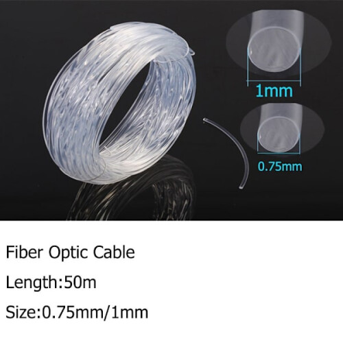 50m PMMA Fiber Optic Cable 0.75mm or 1mm 1