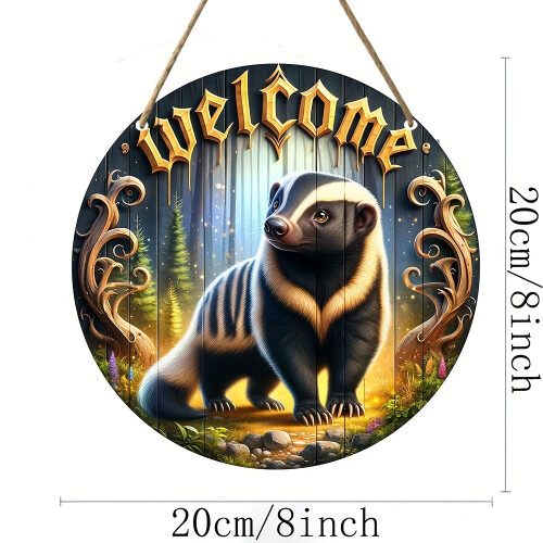 Kulatá dřevěná uvítací cedule – Badger Design 2