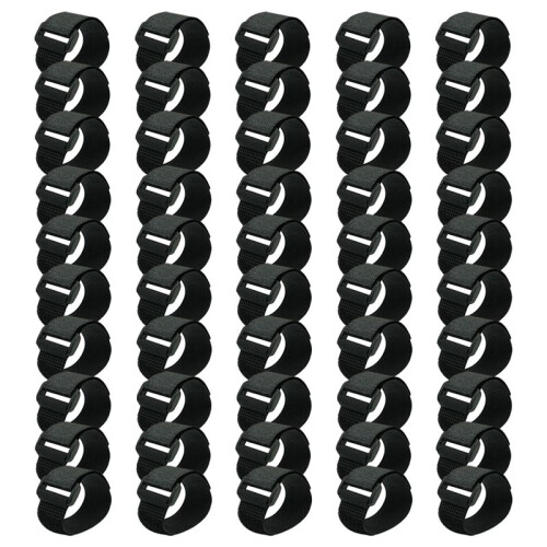 50pcs Reusable Fastening Cable Straps, Hook and Loop Cable Tie Down Straps