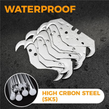 50PCS Utility Hook Blades,Safety Horn Knife Blade for Wallpaper, Cutting Carpets, Roofing, Industry Materials