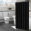 Shower Curtain with Liner and Hooks White Black 1